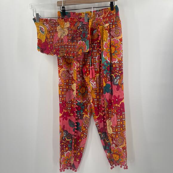 GIRL SOUL Set Size Small Pants and Bandeau Hippie Boho Bohemian Pom Pom Retro - Picture 15 of 15